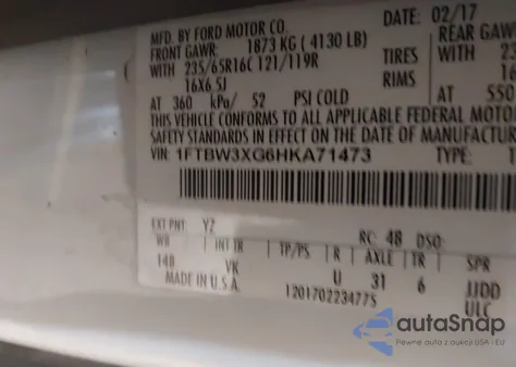 2017 Ford Transit-350 z USA, uszkodzony, nr VIN 1FTBW3XG6HKA71473